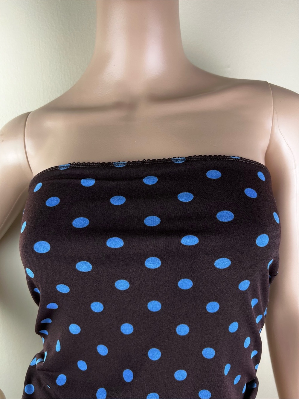 NEW ZARA BROWN POLKA DOT BANDEAU TOP - Picture 3 of 8